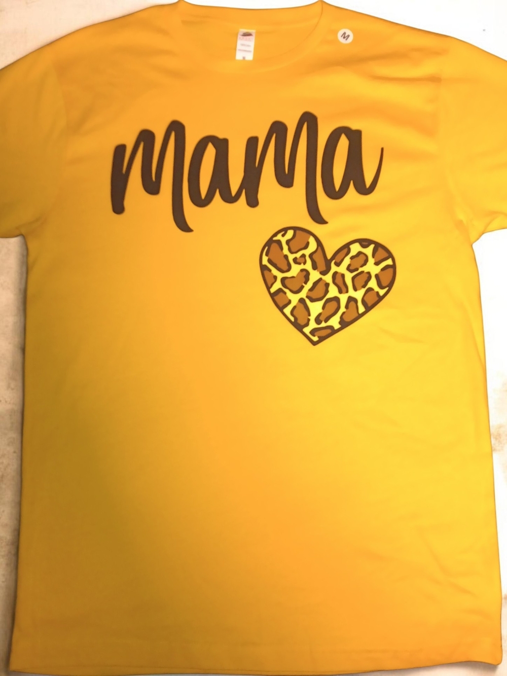 Mama Leopard Heart Short Sleeve Tee - Yellow
